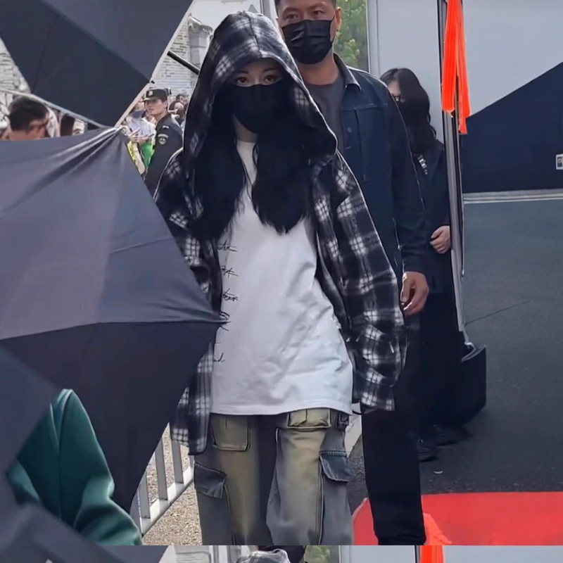 South Korea's Dilireba Li Minhao's Same Style 2024 Autumn and Winter New Loose Brushed Plaid Hooded Shirt for Men and Women