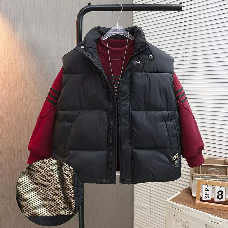 男童秋冬短款加厚马甲2025新款儿童外穿保暖背心中大童洋气上衣潮