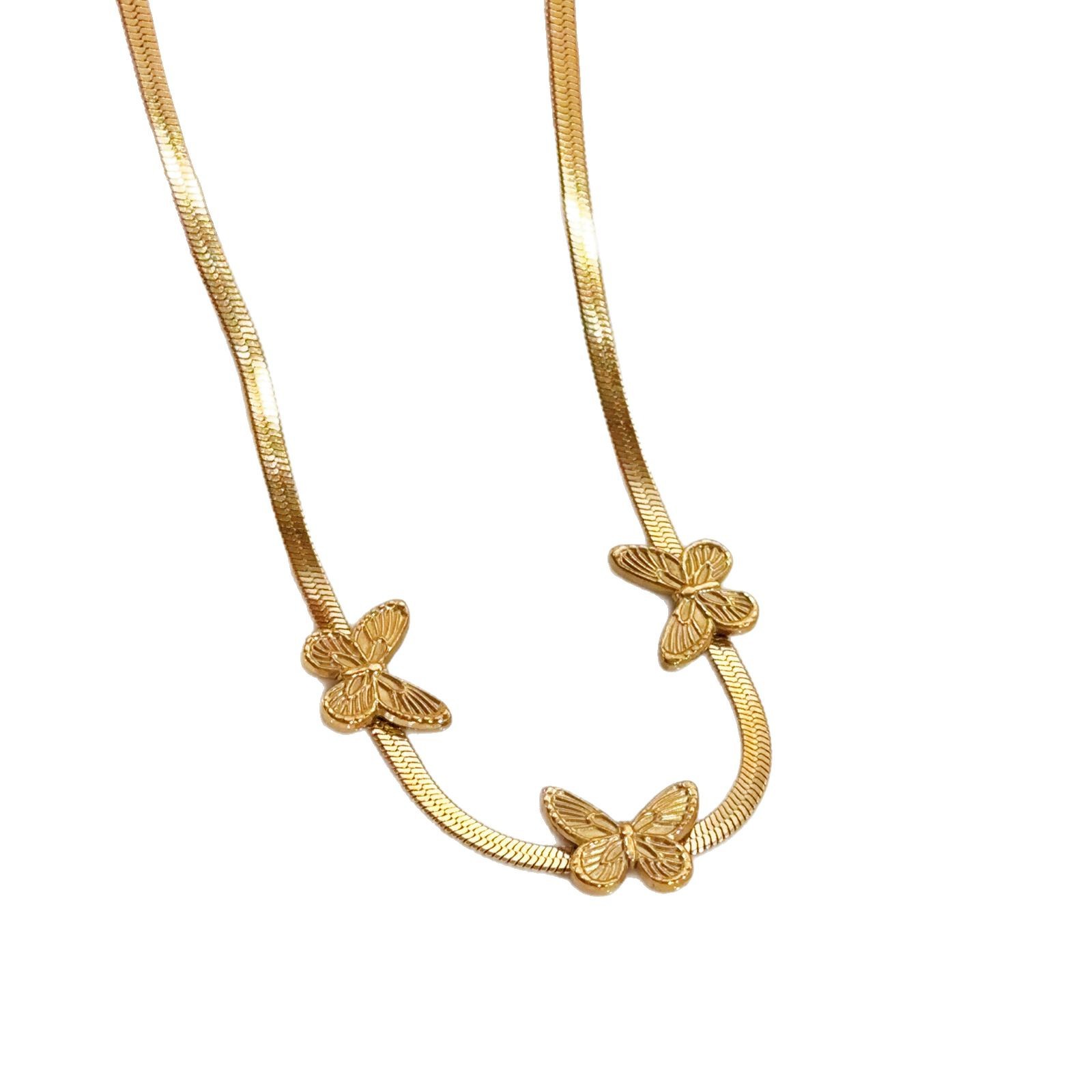 Europa y América transfronterizos amor retro mariposa plana pulsera de diseño de personalidad femenina de oro joyería de mano conjunto de acero de titanio sensación de alto nivel image 6