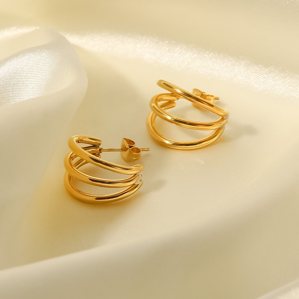 Ear Studs Classification PVD Coated Real Gold Plated C Shape 304 Stainless Steel Fashion Waterproof Non Tarnish Ear Studs