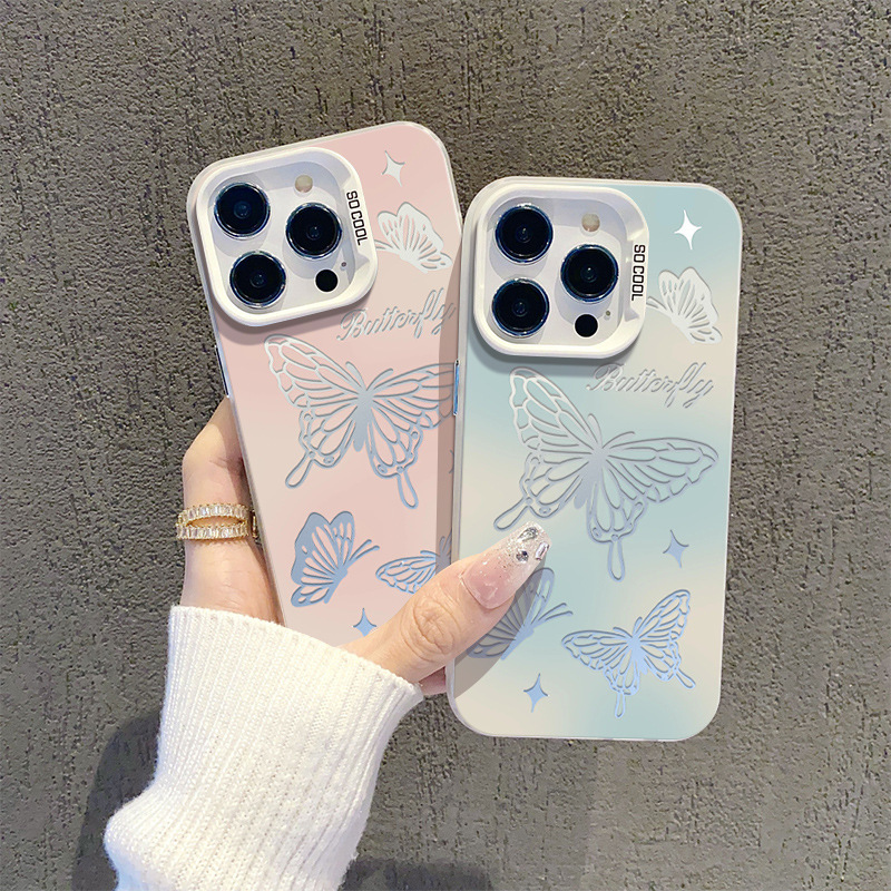 Apple 17携帯電話ケース、新型iPhone14、高級感のある13pro、つや消し12、透かし彫り蝶レーザー11に適用|undefined