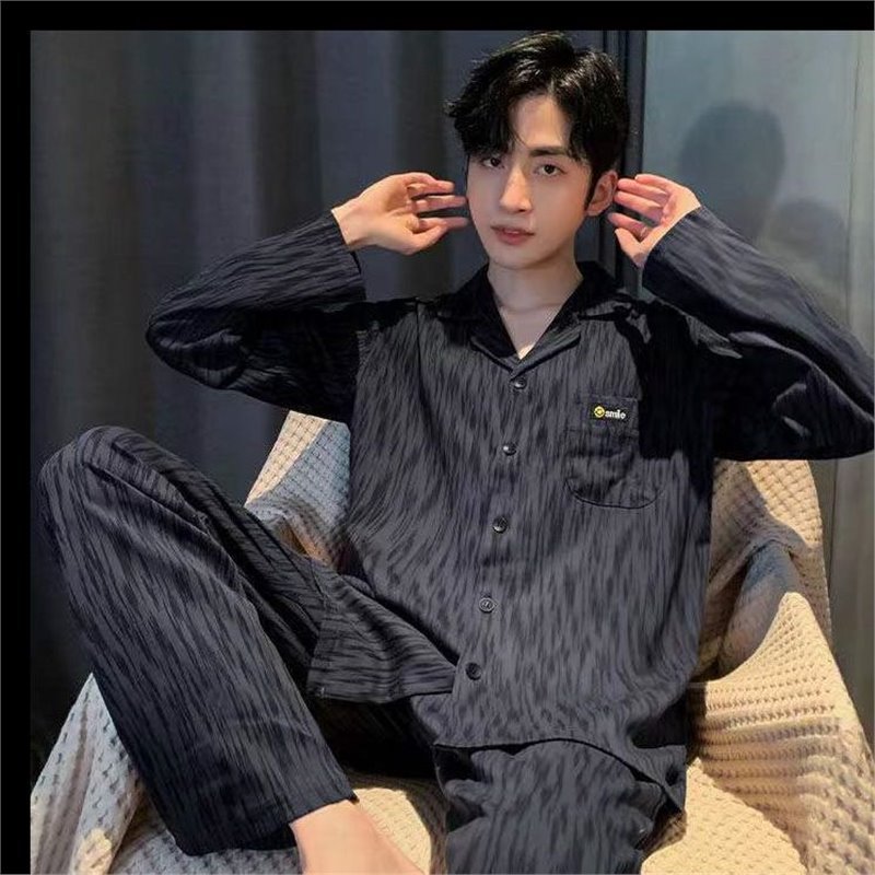 Pijamas de algodón para hombres primavera y otoño de mangas largas nuevos hombres de tamaño grande conjunto de ropa de hogar de estudiantes se puede usar