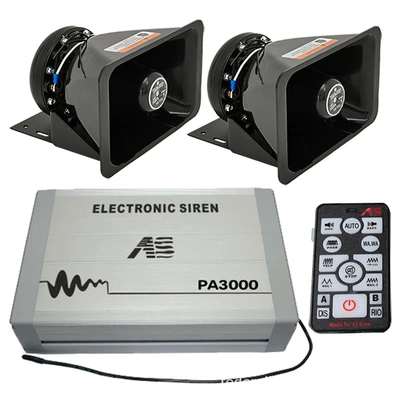 Car horn/tweeter and Loudspeaker, 12V/24V, Wireless - pa3000e-main-unit-black-square-speaker-set-12v