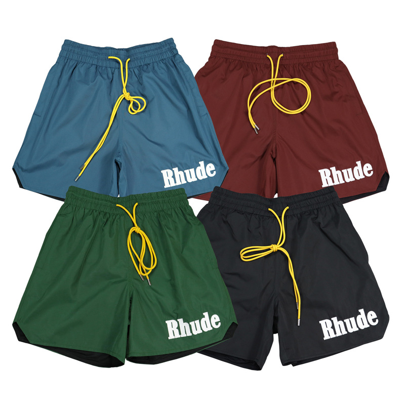 Cross-border European and American Trendy Brand RHUDE Embroidered Tether Elasticated Casual Shorts Men's and Women's High Street Beach Sports Pants