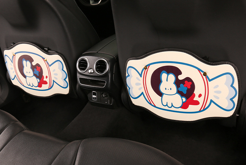 Women's cute cartoon car seat back anti-kick cushion car seat back anti-fouling cushion short back pocket suspension type