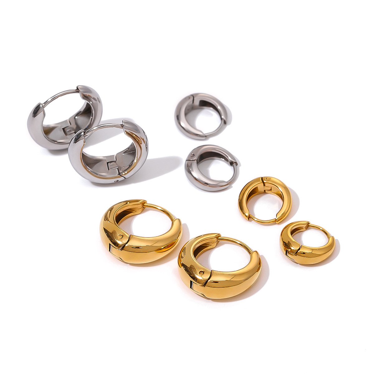 JEDING aretes de círculo de acero inoxidable europeos y estadounidenses aretes de alta calidad 18k de oro titanio aretes de acero joyas de color transfronterizas