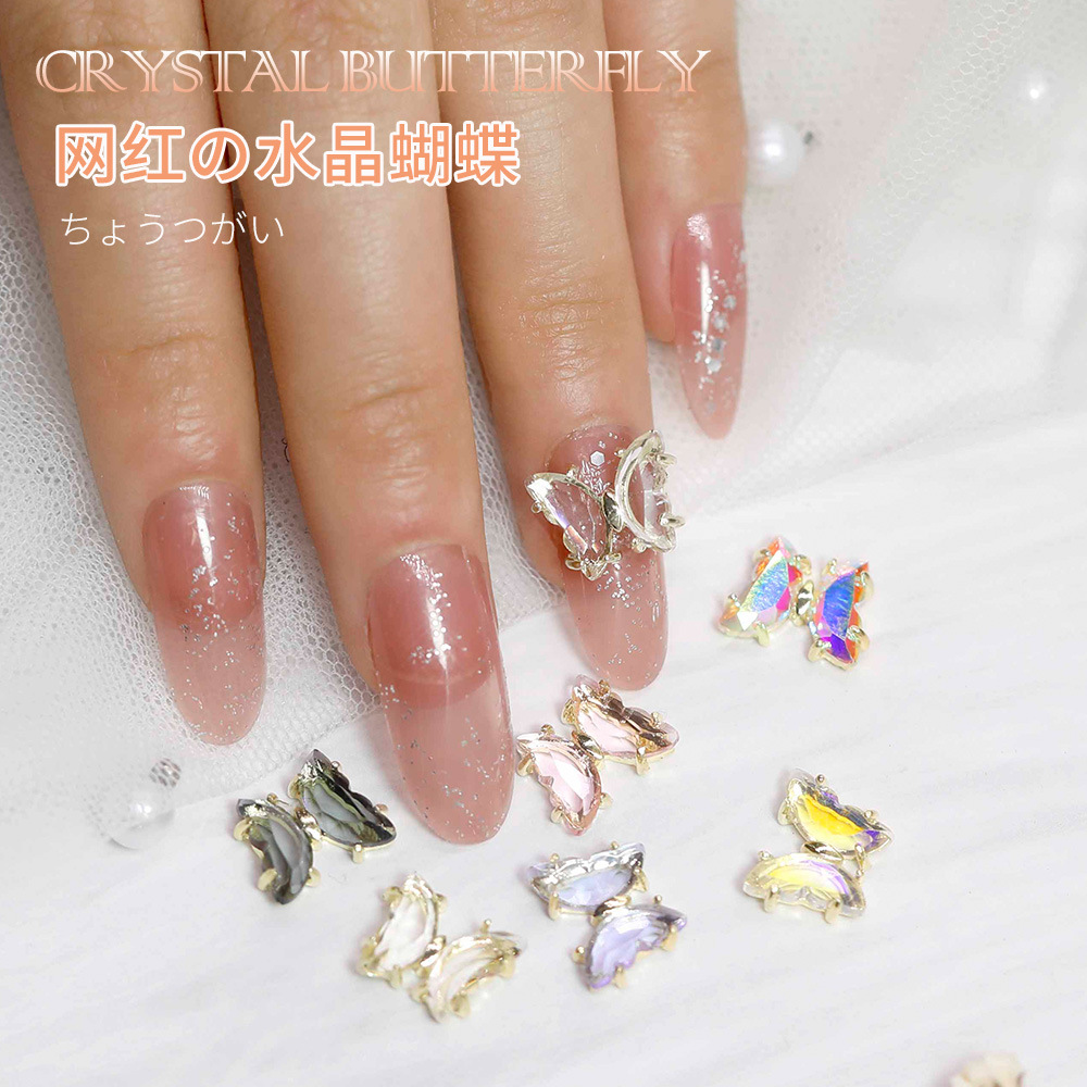 High quality three dimensional nail decoration with rhinestones