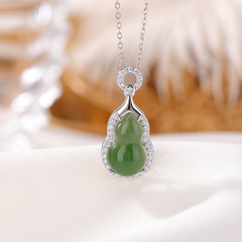 Mặt dây chuyền bạc S925 mạ vàng hình bầu Fulu phong cách cổ điển Trung Hoa — Mẫu vàng (không có dây chuyền)