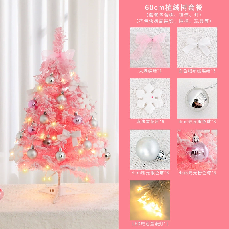 Tabletop Christmas tree 60 cm, handmade, Tiffany blue or romantic pink flocked