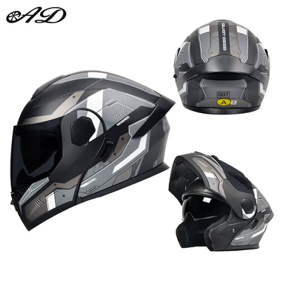 Motosiklet kaskı (dəbilqə) — Seasons, Electric Vehicle Safety Helmet, Flip-Up - dot3c-matt-black-gundam-black-tea-mirror-hd-mirror-m-size-55-56cm