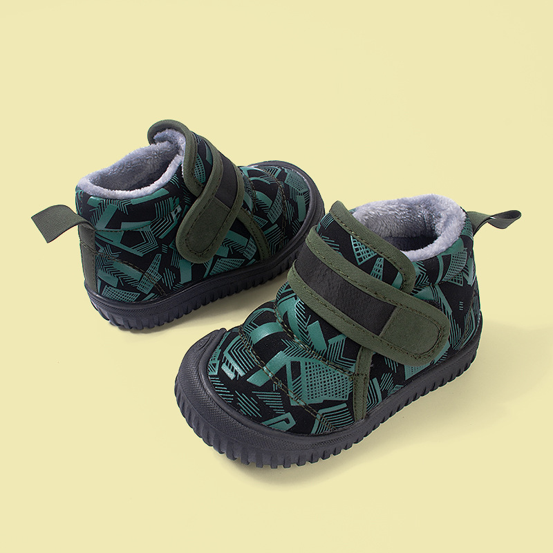 El comercio exterior de invierno en stock botas forradas de lana para niños botas de algodón de bebé cálido inferior suave y casual Velcro niños y niñas zapatos de algodón