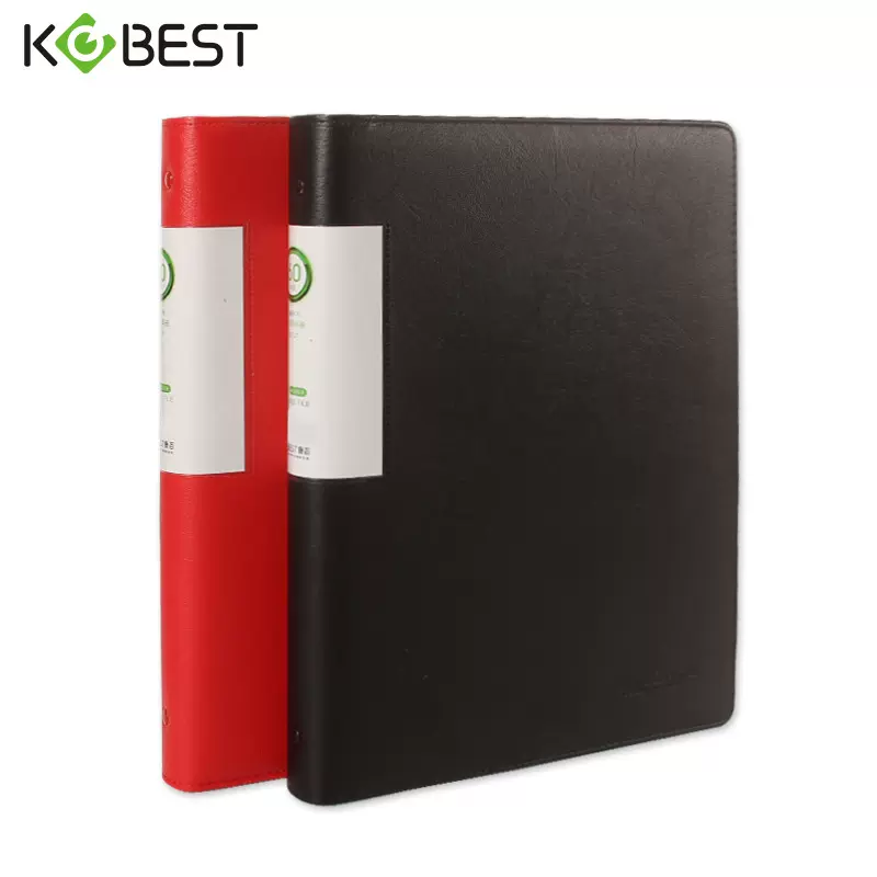 康百皮质活页资料册A4多层文件夹10/60插页袋4孔O型资料夹印LOGO