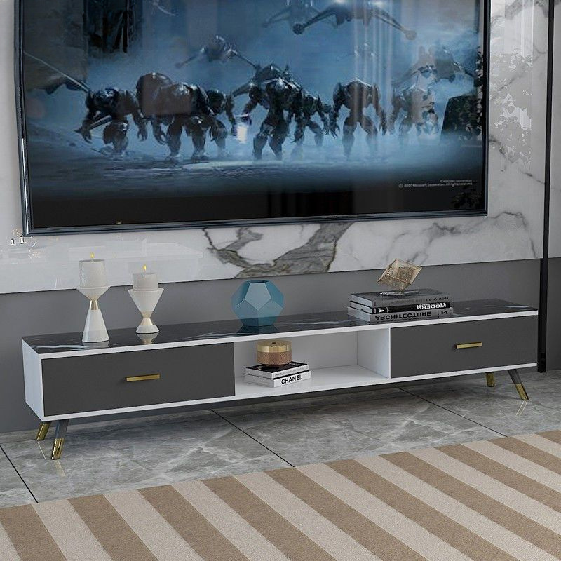 나무 TV 캐비닛: 200 흰색과 검정색 대리석 패턴