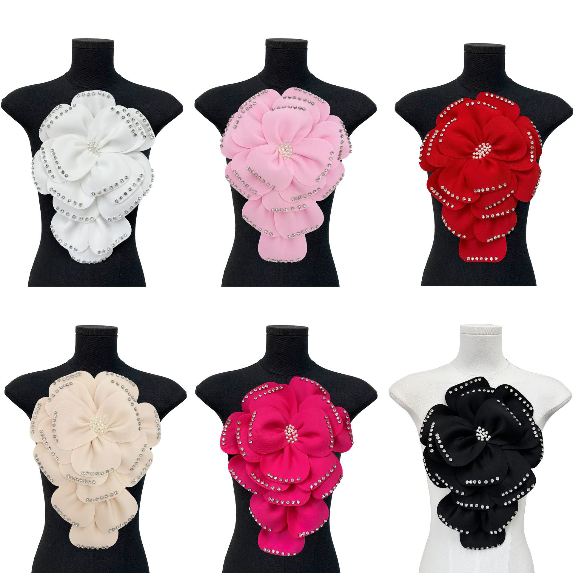 Pequeña multicapa tridimensional perlas de clavos de tela de alta calidad, ropa de flores grandes DIY, vestido, tocado, joyas para el cabello, joyas para el pecho