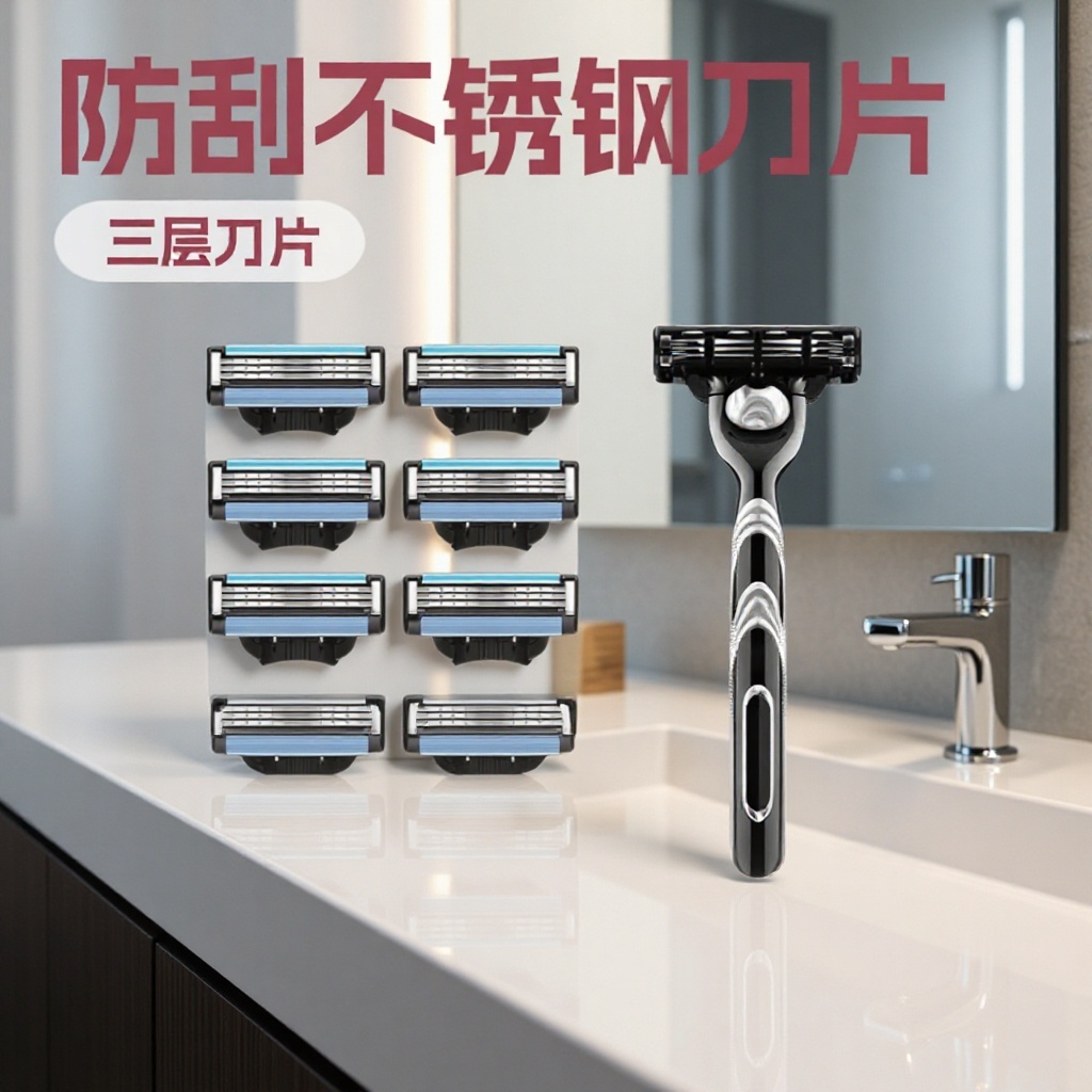 Three-Layer Men's Manual Razor German Precision Multi-Layer Stainless Steel Blade Razor Portable Shaving Tool