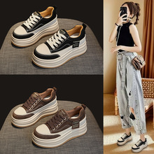 2025年春秋女鞋厚底内增高板鞋新款爆款鞋子百搭休闲运动小白鞋女