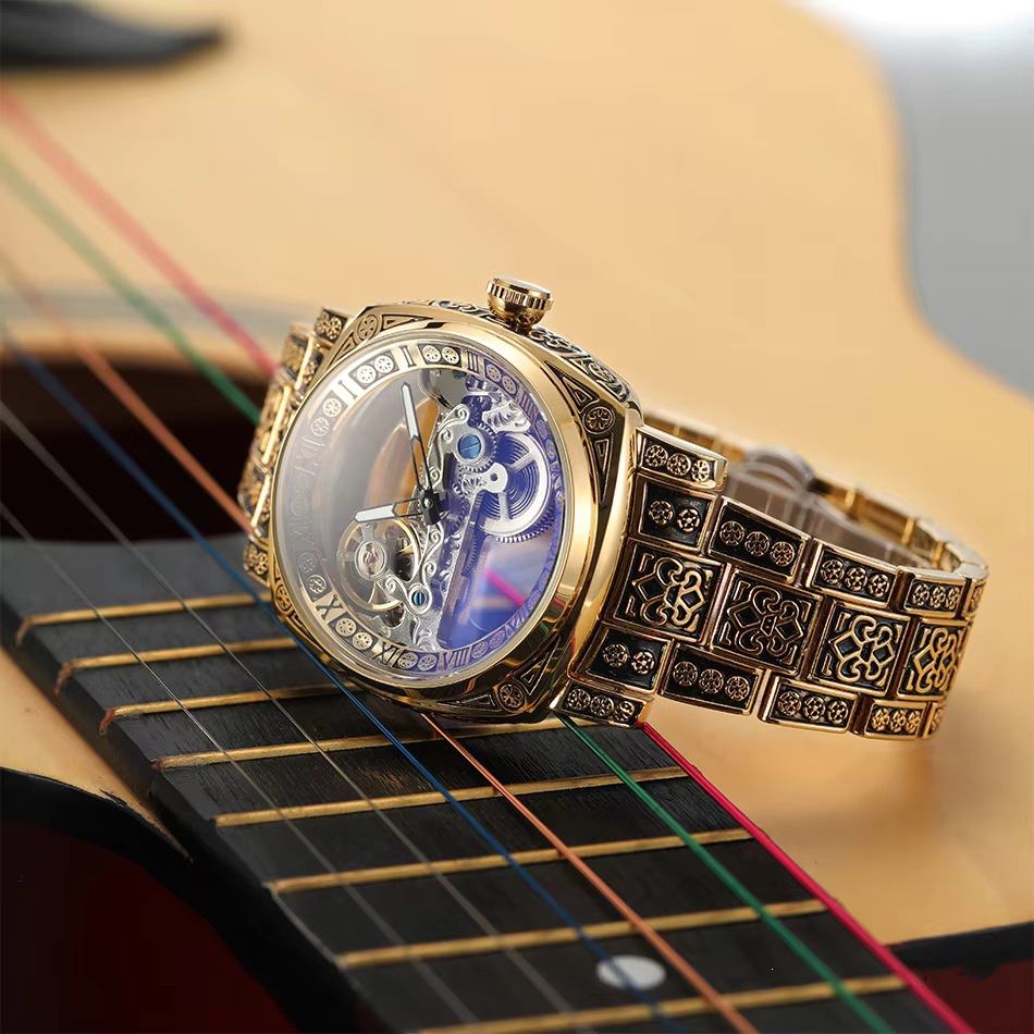 Forsining Vintage Automatic Mechanical Watch For Men Carved Style_voghion.com