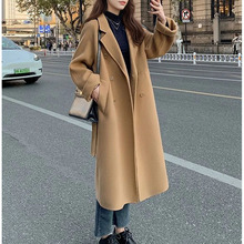 毛呢大衣2025秋冬新款韩版宽松中长款系带爆款呢子外套女
