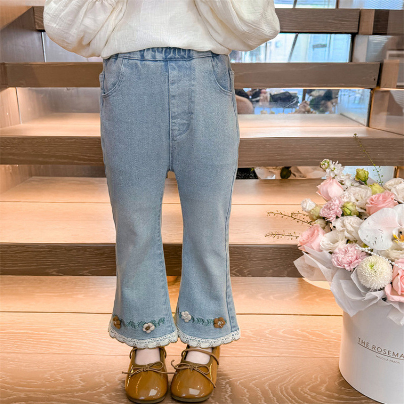 女童喇叭裤春秋款2025新款儿童秋季牛仔裤小童阔腿裤洋气时髦裤子|undefined