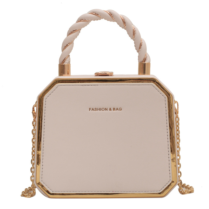 Women's Western Style Leisure Simple Handbag 2023 Autumn Box Chain Strap Crossbody Underarm Bag_voghion.com