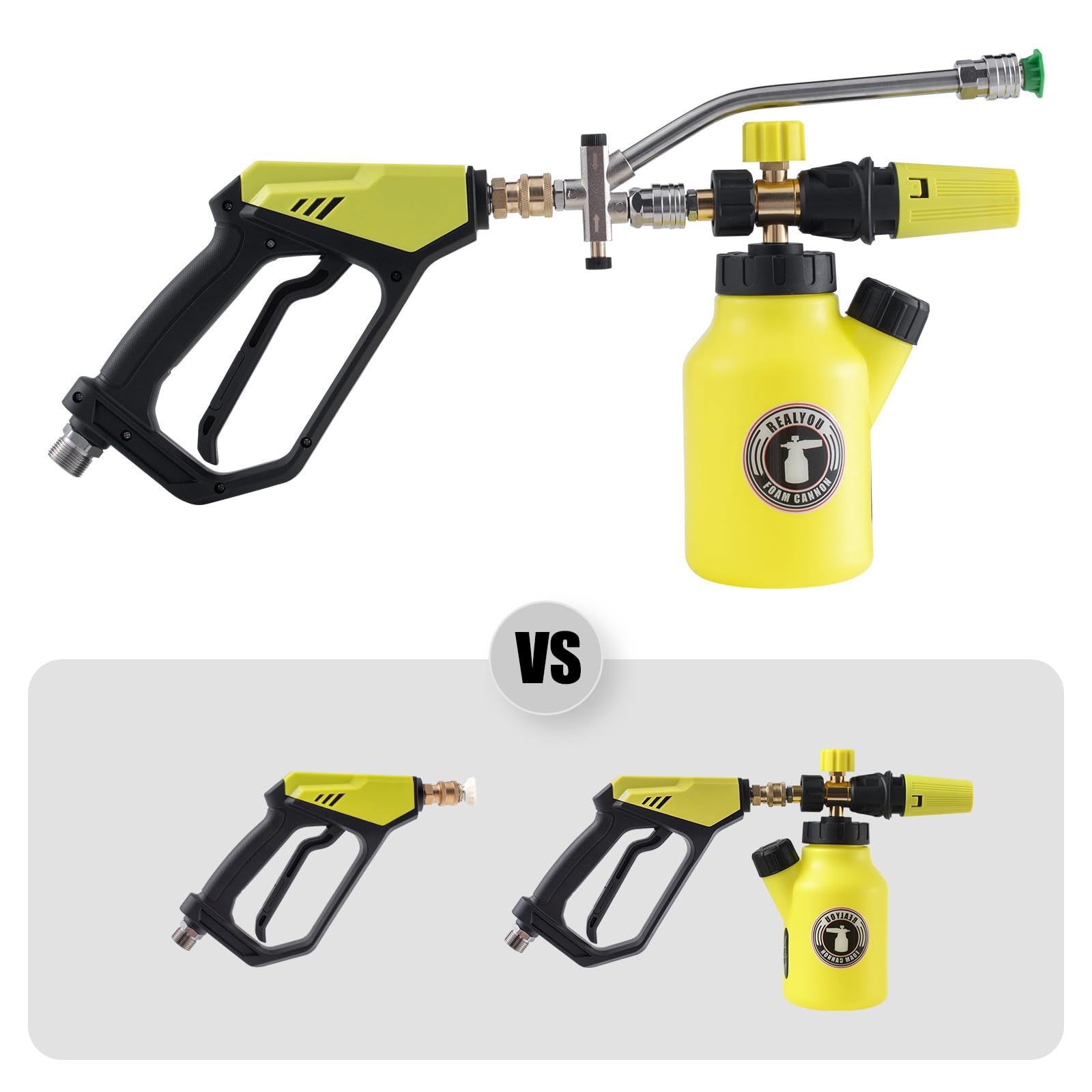 Cross-Border High-Pressure Car Wash Water Gun Set Foam Flushing Two-In-One Nozzle Stainless Steel Combination Head Cleaning Machine