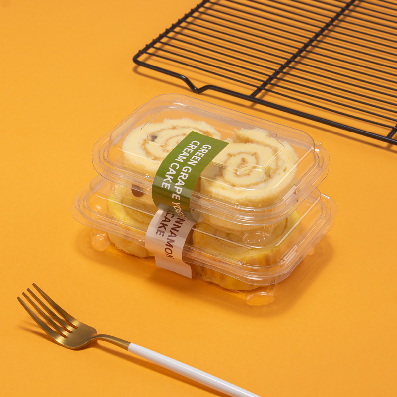 蛋糕卷切塊包裝盒烘焙切件透明瑞士甜品慕斯太千層網紅打包盒子小