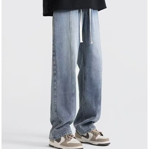 Jeans for men's summer American retro oversize pants, wide-leg straight mopping pants, high street fashion brand dad pants