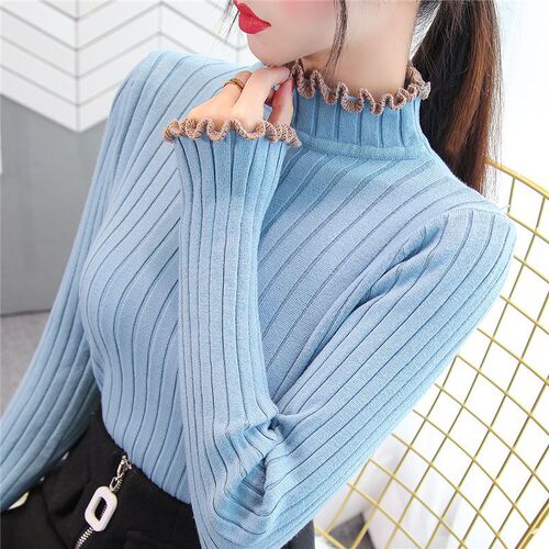Unlined/Brushed & Thickened Half-Turtleneck Sweater for Women—New Autumn/Winter Long-Sleeved Base Knit Top
