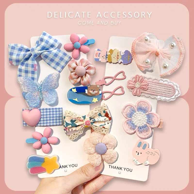 children Hairpin princess bow Card issuance solar system Cartoon lattice lovely baby Hairdressing Clamp Little Girl Headdress