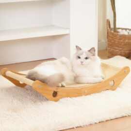简约竹制剑麻猫躺椅四季通用猫床耐磨剑麻猫抓板一体猫咪休息吊床