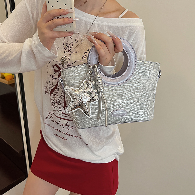 Bolso Tote popular de este año 2025 nuevo bolso de color en contraste bolso de hombro con patrón de onda bolso de mensajero con lentejuelas con estampado de leopardo mujer