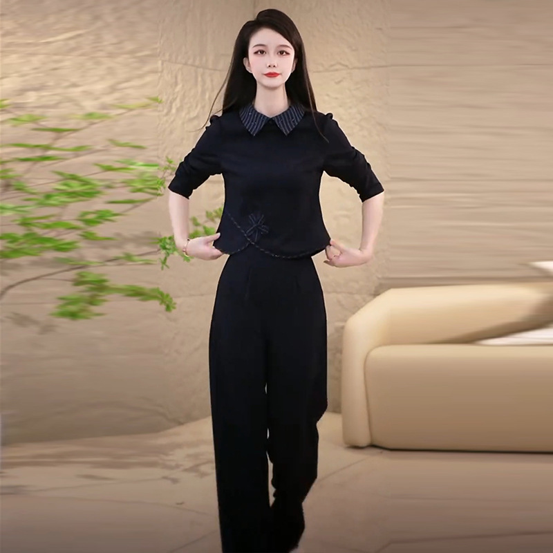 时尚套装女2025秋季新款时髦洋气显瘦长袖上衣阔腿裤气质两件套潮|undefined
