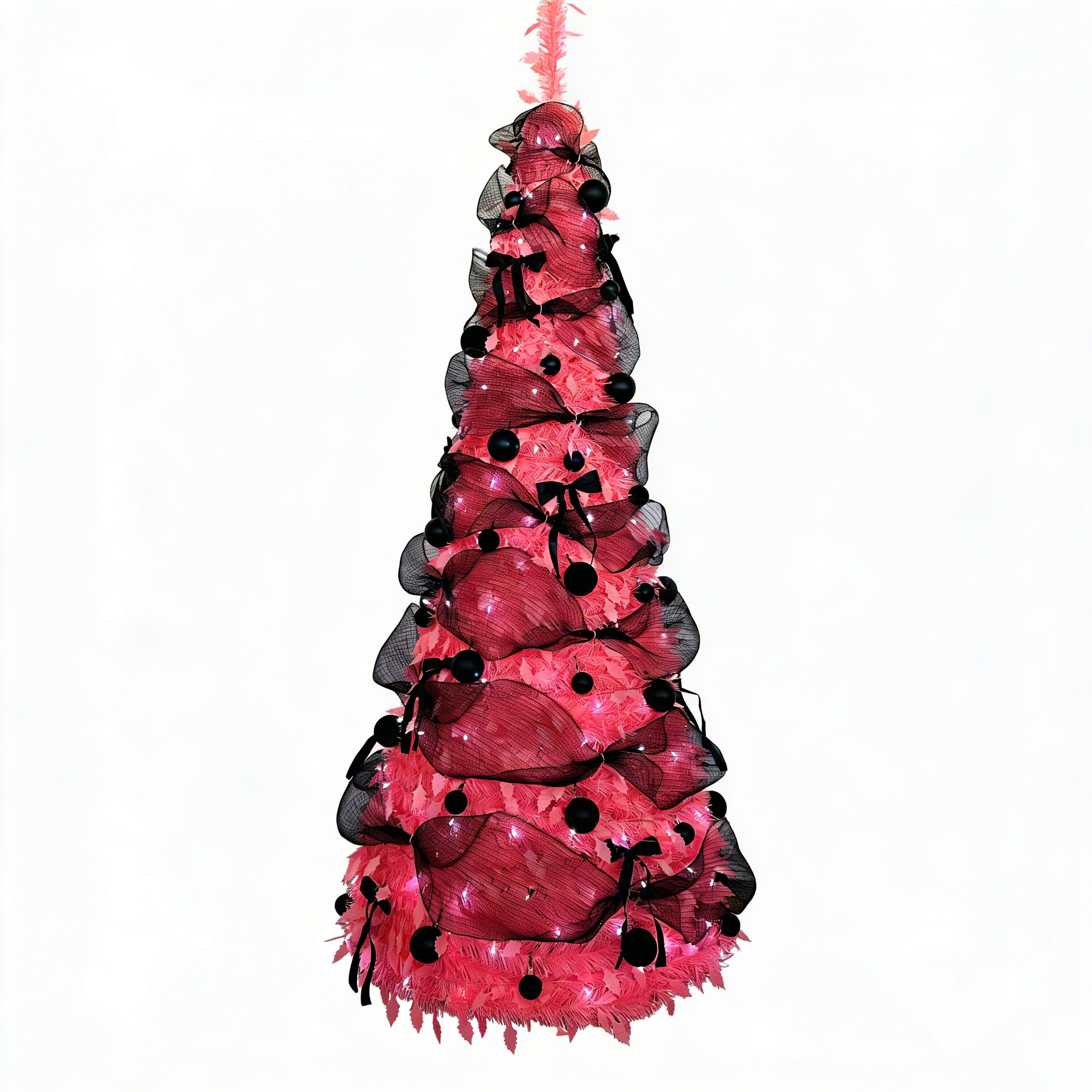 Árbol de Navidad plegable sin instalación 2026 explosión cifrado LED luminoso árbol telescópico transfronterizo para almacenamiento conveniente