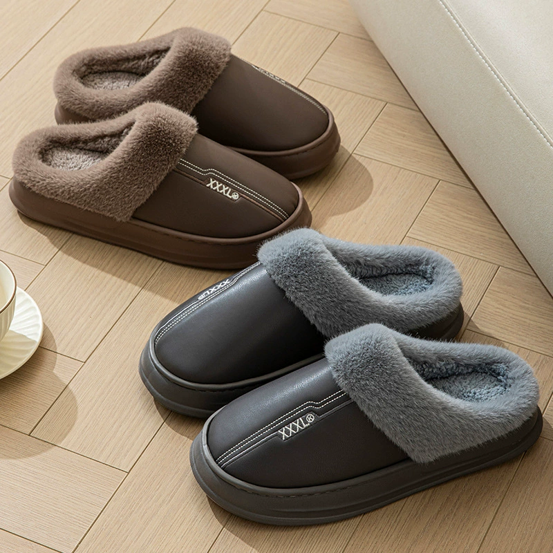 Winter extra large polyurethane non-slip keep warm slippers platform, plus size
