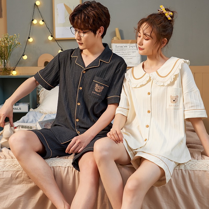 Couple pajamas summer new pattern Short sleeved shorts Thin section Cartoon Easy summer Home Furnishings suit