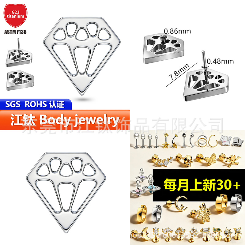 Pointed titanium steel lip stud product view