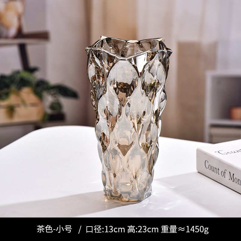 Nuevo jarrón de cristal transparente de agua de cristal cultivado Lilies Rose Decoración de escritorio de la sala de estar Decoración de alta calidad