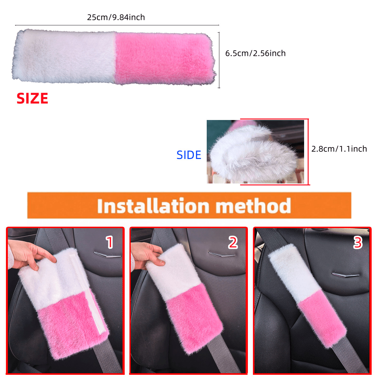 New Imitation Rabbit Fur Seat Belt Shoulder Pads, Imitation Wool Car Accessories, Winter Plush Seat Belt Covers, Car Interior