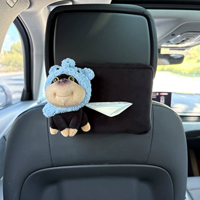 Female Car Creative Tissue Hanging — Car tissue box/set - plush-tissue-box-black-elephant-hat-satchel-bee-dog
