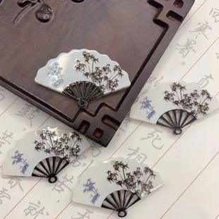 Acetic acid new pendant fan 23*36mm antique DIY handmade hairpin Chinese clothing accessories material
