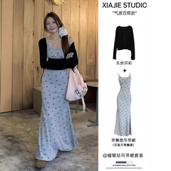无袖长裙连衣裙女夏修身海边氛围感裙子高个子巨好看包臀后妈裙