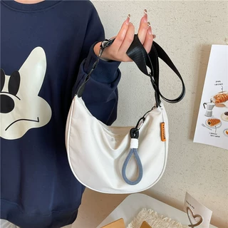 休闲尼龙包包女2026新款潮韩版新款饺子包百搭大容量帆布单肩包