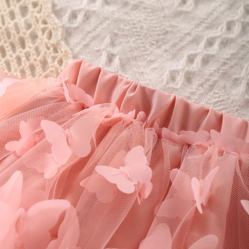 2024 verano nuevas niñas niños convexo Tutu conejo red de encaje plectada mariposa princesa falda de busto