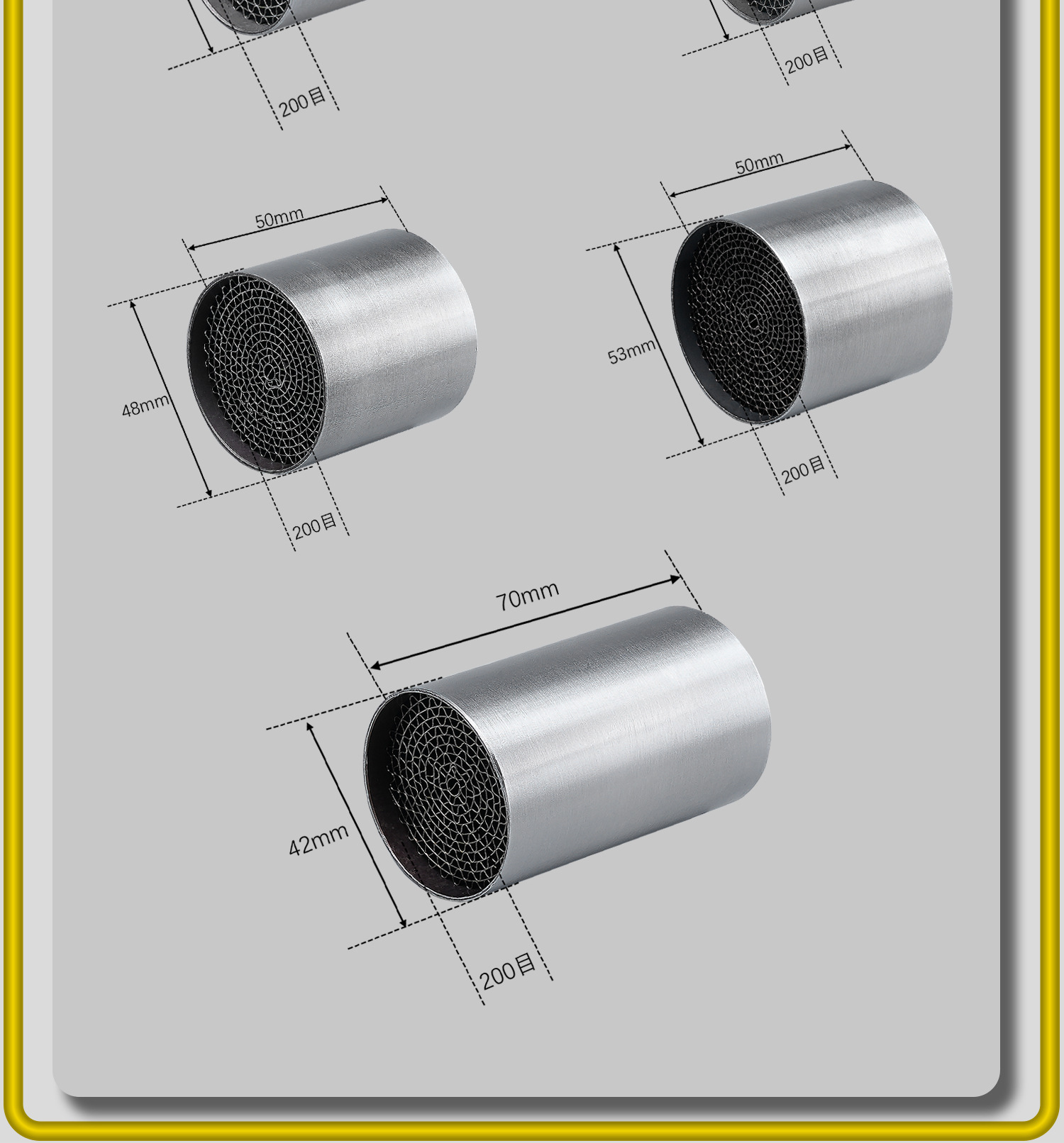 Motorcycle Modified Exhaust Pipe Honeycomb Silencer Noise Reduction Catalyst Mid-Section Back-Pressure Core 35/42/48/53mm Universal