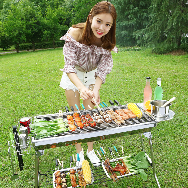 Parrilla de barbacoa herramientas conjunto completo cepillo de hornear aguja de hornear clip de palo de papel de estaño de absorción de aceite accesorios de papel paquete alfombra de picnic