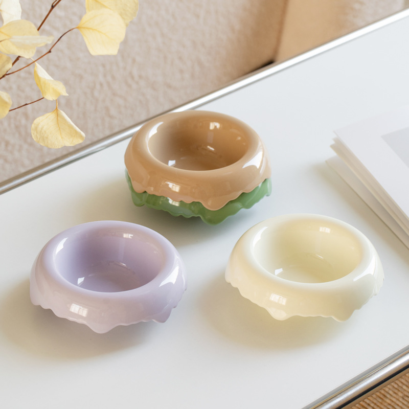 De alto aspecto de cerámica lindo aperitivo yogur de frutas desayuno postre tazón helado ensalada tazón pasillo joyería almacenamiento tazón