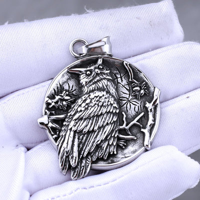 animal Owl Stainless steel Pendant Necklace Retro Rune Trend Accessories Simplicity Foreign trade man Jewelry wholesale