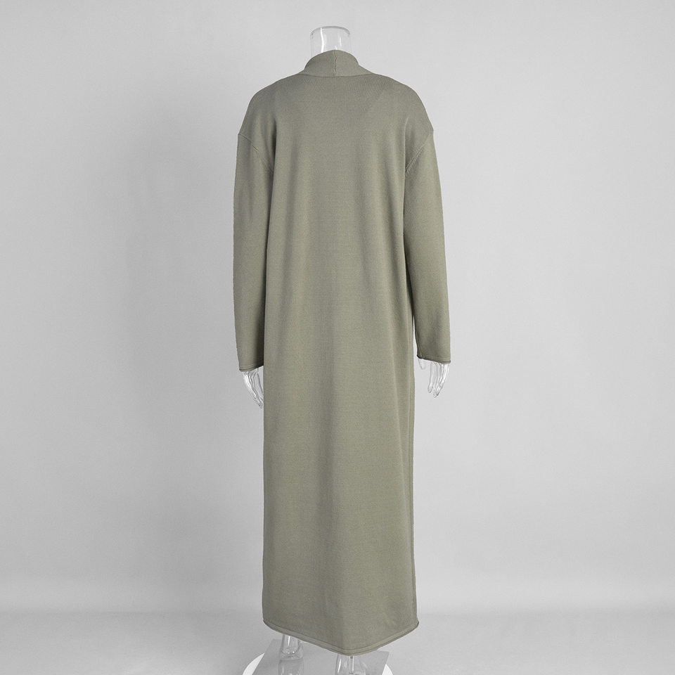 Bộ đầm dài kèm áo cardigan dệt kim dài tay nữ — Màu cà phê đậm, Màu hồng, Màu trắng, Màu xám chi tiết 13