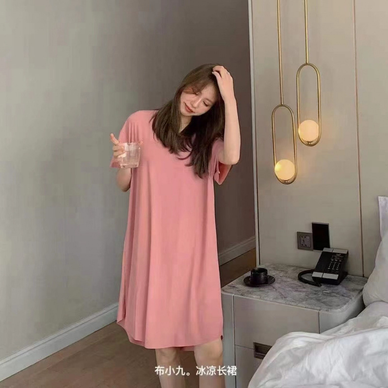 Bu Xiaojiu クールロングスカートアイスシルクナイトガウン女性の夏のクールなスカートホーム服快適なルーズスカートパジャマアウターウェア|undefined