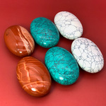 天然水晶椭圆形手把件白松石蛋形红石把玩件diy鱼缸装饰绿松